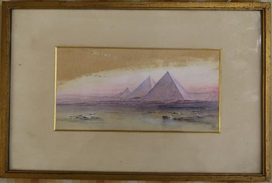 Attributed to Edward Lear (1812-1888) Pyramids of Giza 4 x 8in.